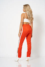 Red Side Stripe Popper Trousers [product_collection] - Club L London ClubL