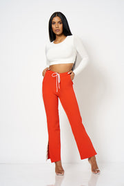 Red Side Strip Split Wide Leg Trousers [product_collection] - Club L London ClubL
