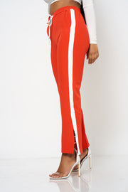 Red Side Strip Split Wide Leg Trousers [product_collection] - Club L London ClubL