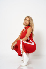Red Contrast Stripe Choker Jumpsuit [product_collection] - Club L London ClubL