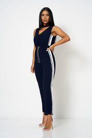 Navy Contrast Stripe Choker Jumpsuit [product_collection] - Club L London ClubL