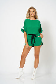 Green Contrast Stripe Co-Ord Crop Top [product_collection] - Club L London ClubL