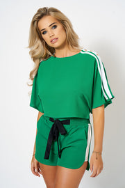 Green Contrast Stripe Co-Ord Crop Top [product_collection] - Club L London ClubL