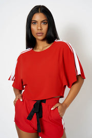 Red Contrast Stripe Co-Ord Crop Top [product_collection] - Club L London ClubL