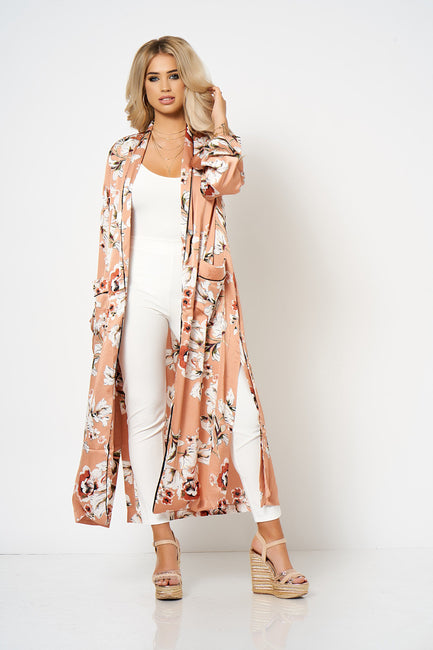 Rose Satin Floral Duster Coat [product_collection] - Club L London ClubL