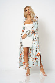 Pastel Blue Satin Floral Duster Coat [product_collection] - Club L London ClubL
