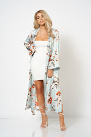 Pastel Blue Satin Floral Duster Coat [product_collection] - Club L London ClubL