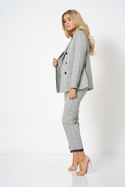 Grey Checked Double Breasted Blazer Co-Ord [product_collection] - Club L London ClubL