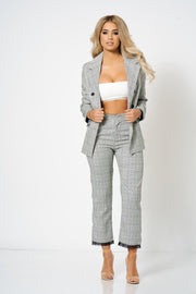 Grey Checked Double Breasted Blazer Co-Ord [product_collection] - Club L London ClubL