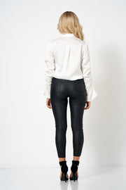 Black Lace Up Coated Denim Jeans [product_collection] - Club L London ClubL