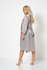 Silver Satin Embroidery Duster Coat [product_collection] - Club L London ClubL