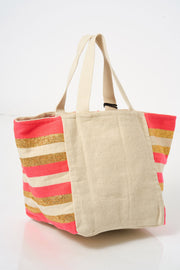 Pink Oversized Chevron Tassel Front Tote Bag