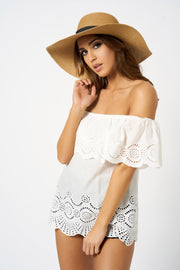 Tan Embroidered Slogan Floppy Hat