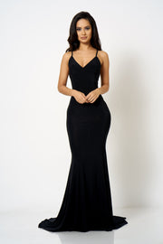 Black Cross Back Fishtail Maxi Dress