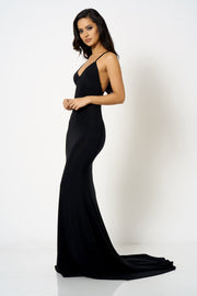 Black Cross Back Fishtail Maxi Dress