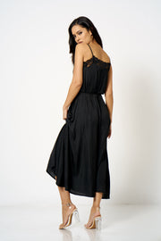 Black Lace Trim Cami Maxi Dress