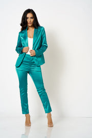 Green Tailored Satin Co-Ord Blazer