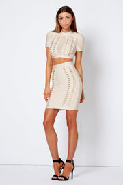 Cream Embellished Bandage Co-ord Crop Top [product_collection] - Club L London ClubL