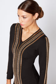 Black V Plunge Chain Bodycon Mini Dress [product_collection] - Club L London ClubL