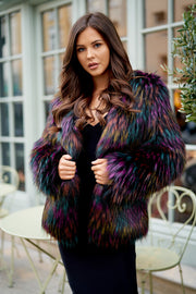 Multi-Coloured Faux Fur Jacket [product_collection] - Club L London ClubL