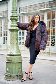 Multi-Coloured Faux Fur Jacket [product_collection] - Club L London ClubL