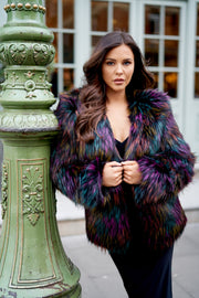 Multi-Coloured Faux Fur Jacket [product_collection] - Club L London ClubL