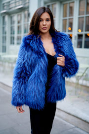 Blue Faux Fur Coat [product_collection] - Club L London ClubL