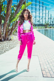 Pink Satin Co-Ord Tracksuit Joggers [product_collection] - Club L London ClubL