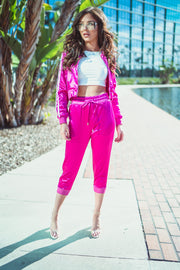 Pink Satin Co-Ord Tracksuit Jacket [product_collection] - Club L London ClubL