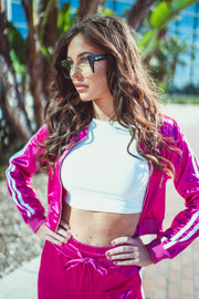 Pink Satin Co-Ord Tracksuit Jacket [product_collection] - Club L London ClubL