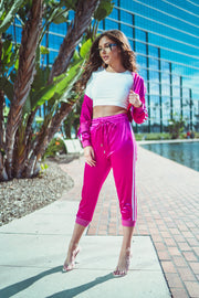 Pink Satin Co-Ord Tracksuit Joggers [product_collection] - Club L London ClubL