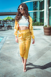 Yellow Satin Co-Ord Tracksuit Jacket [product_collection] - Club L London ClubL
