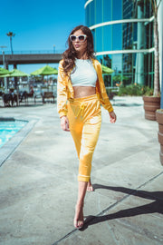 Yellow Satin Co-Ord Tracksuit Jacket [product_collection] - Club L London ClubL