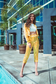 Yellow Satin Co-Ord Tracksuit Jacket [product_collection] - Club L London ClubL