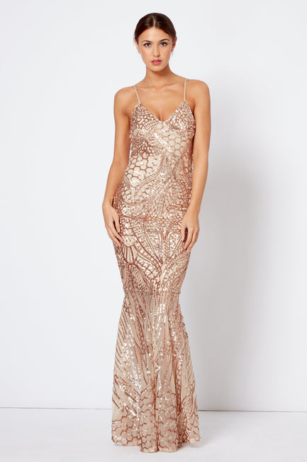 Rose Sequin Fishtail Maxi Dress [product_collection] - Club L London ClubL