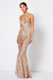 Rose Sequin Fishtail Maxi Dress [product_collection] - Club L London ClubL