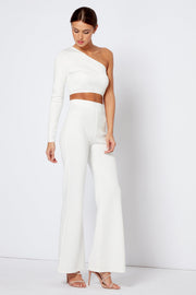 White One Shouldered Crop Top Co-Ord [product_collection] - Club L London ClubL