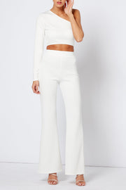 White One Shouldered Crop Top Co-Ord [product_collection] - Club L London ClubL