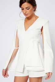 White High Waisted Tailored Shorts Co-Ord [product_collection] - Club L London ClubL