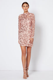 Pink Sequins Mesh High Neck Bodycon Dress [product_collection] - Club L London ClubL