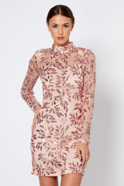 Pink Sequins Mesh High Neck Bodycon Dress [product_collection] - Club L London ClubL