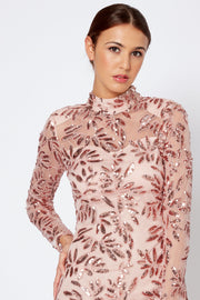 Pink Sequins Mesh High Neck Bodycon Dress [product_collection] - Club L London ClubL