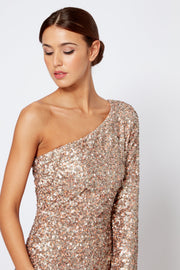 Rose Gold One Shoulder Bodycon Mini Dress [product_collection] - Club L London ClubL