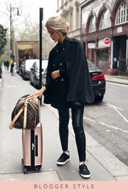 Black Double Breasted Cape Jacket [product_collection] - Club L London ClubL