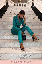 Green Tailored Satin Co-Ord Blazer
